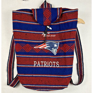New England Patriots Woven Baja Drawstring Backpack Embroidered Red Blue NFL